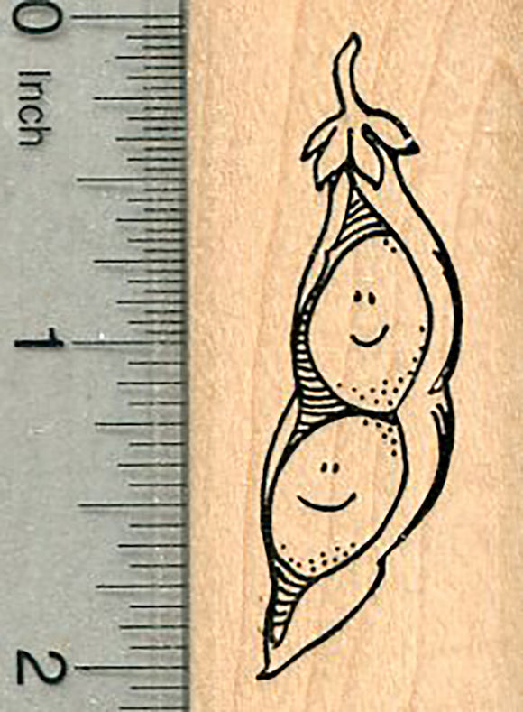 Two Peas in a Pod Rubber Stamp, Gardening, Friendship