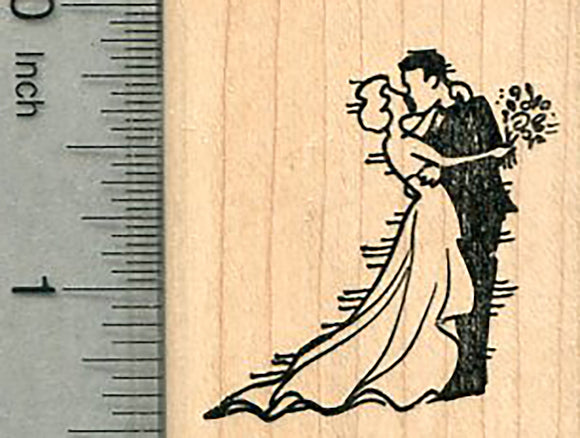 Bride and Groom Wedding Rubber Stamp, Kiss the Bride