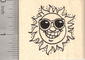 Sun Rubber Stamp, Grinning in Sunglasses