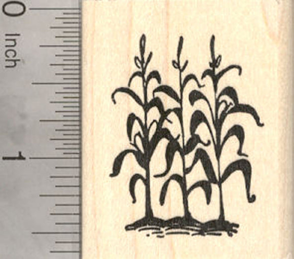 Corn Stalks in Garden Rubber Stamp, in Silhouette