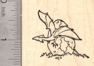 Hatching Baby Dragon Egg Rubber Stamp, Medieval