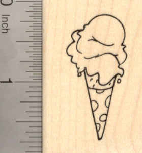 Ice Cream Rubber Stamp, Hand Dipped Sugar Cone