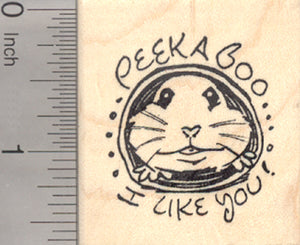 Valentine's Day Rubber Stamp, Peekaboo I like you Hamster, Small Pet