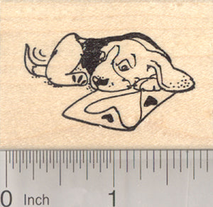 Valentine's Day Beagle Dog Rubber Stamp, with Valentine Card