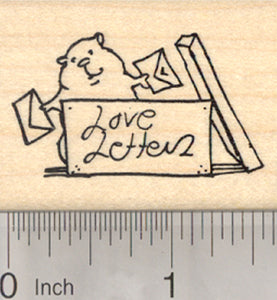 Valentine's Day Hamster Rubber Stamp, with Love Letters