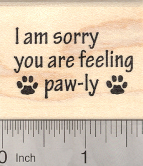 Get Well Soon Rubber Stamp, Paw prints, Cat, Dog