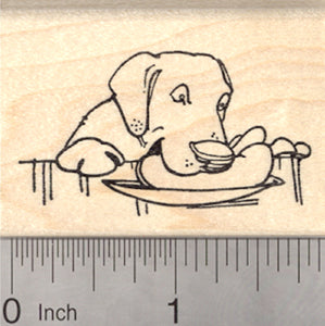 Dog Snacking Rubber Stamp, Labrador Retriever, Hotdog