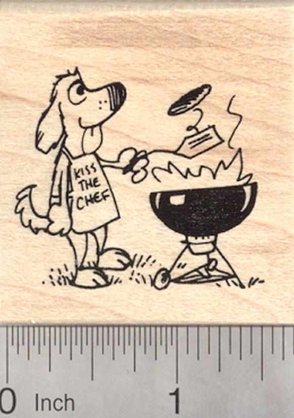 Dog Grillout Rubber Stamp, Barbecue Grill