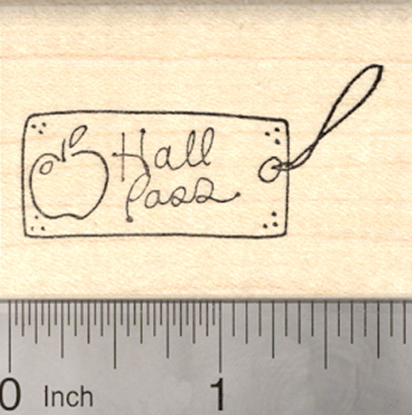 Hall Pass Rubber Stamp, School Teacher Theme