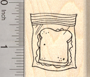 Sandwich Rubber Stamp, School Lunch in Bag