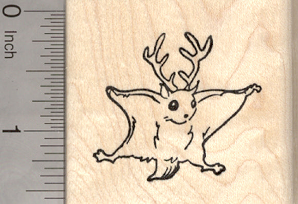 Christmas Sugar Glider Rubber Stamp, in Reindeer Antlers
