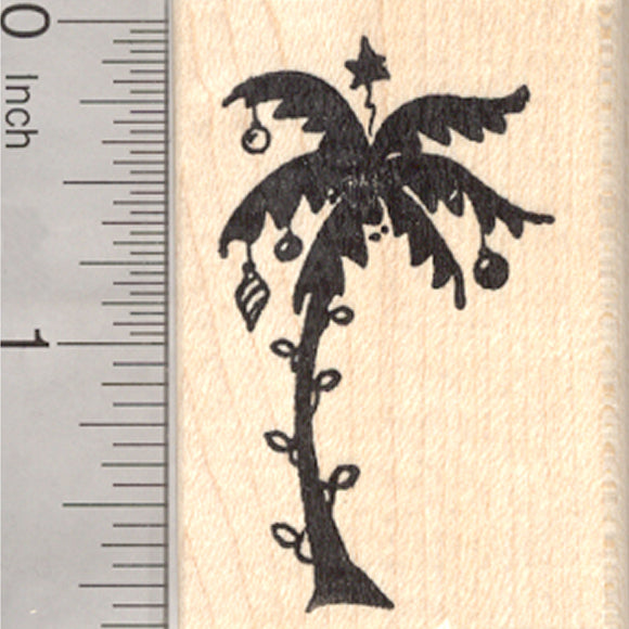 Tropical Christmas Tree Rubber Stamp, Holiday Palm Tree Silhouette