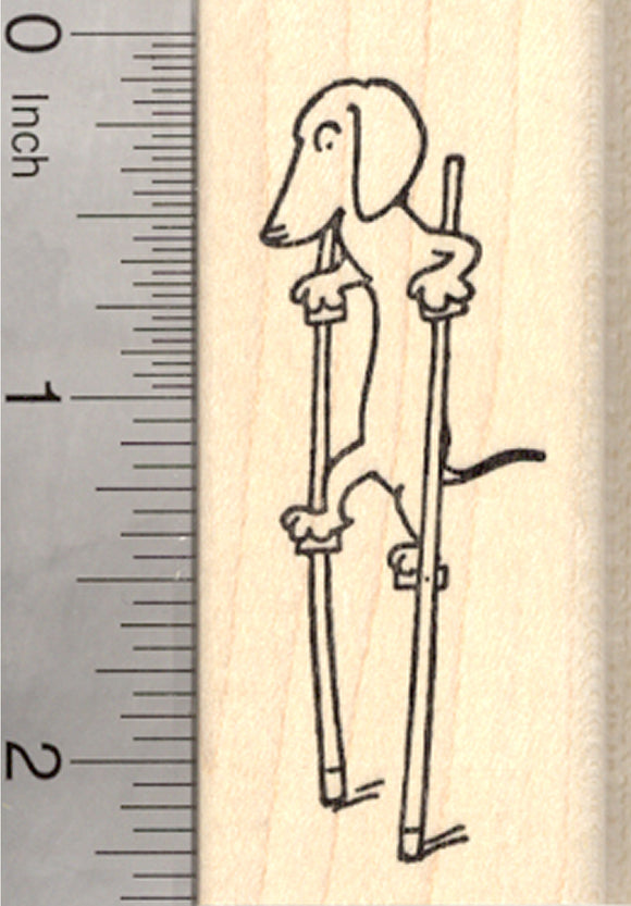 Dachshund on Stilts Rubber Stamp, Dog walking Tall