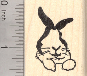 Dutch Rabbit Rubber Stamp, Black and White Bunny Portrait