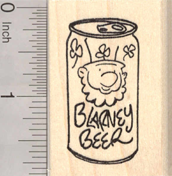 St. Patrick's Day Leprechaun Beer Rubber Stamp, Blarney Can