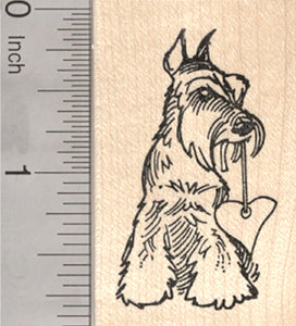 Valentine's Day Schnauzer Rubber Stamp, Dog with Heart
