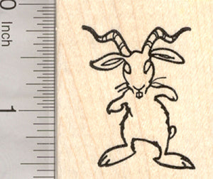 Easter Bunny Krampus Rubber Stamp, Scary Rabbit with Horns
