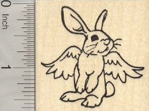 Rabbit Angel Rubber Stamp, Bunny Pet Loss, House Pet