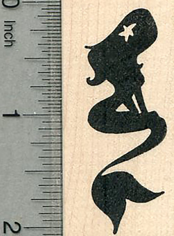 Mermaid Silhouette Rubber Stamp