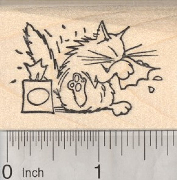 Get Well Cat Rubber Stamp, with Tissues