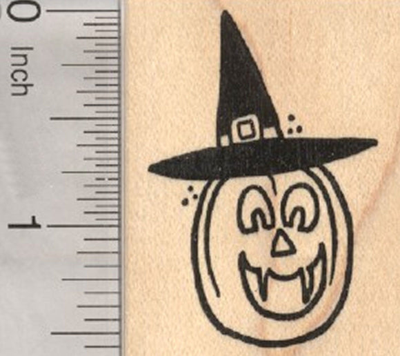 Halloween Vampire Witch Jack O'Lantern Rubber Stamp