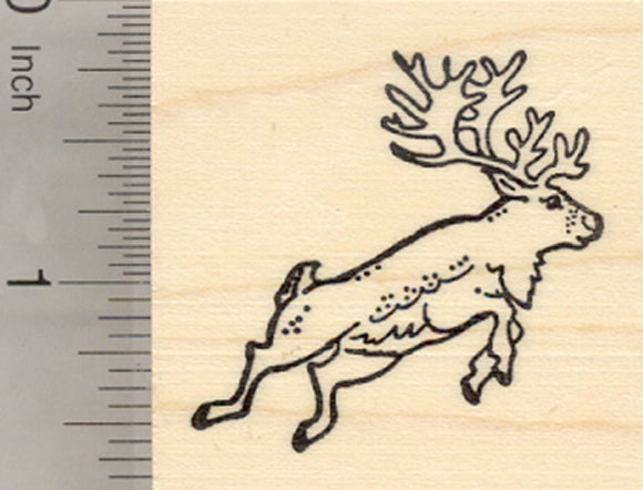 Santa's Flying Reindeer Rubber Stamp, Christmas