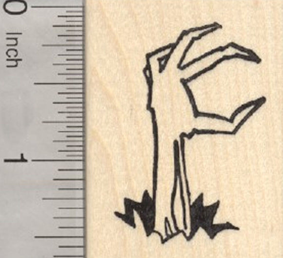 Zombie Hand Rubber Stamp, Emerging from wall or floor