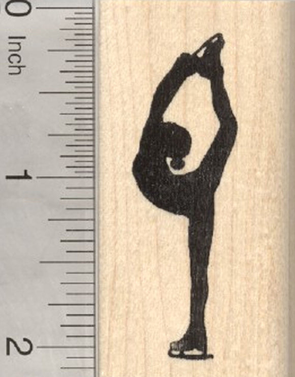 Figure Skating Rubber Stamp, Biellmann Spin, Skater Silhouette