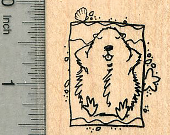Groundhog Day Rubber Stamp, Relaxing on a Beach Somewhere
