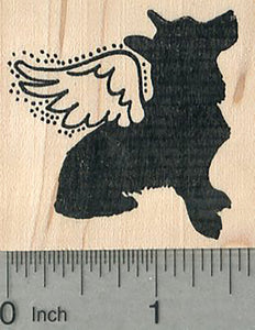 Corgi Angel Rubber Stamp, Pet Loss Silhouette Series, Dog