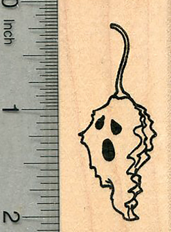 Ghost Pepper Rubber Stamp, Halloween Series