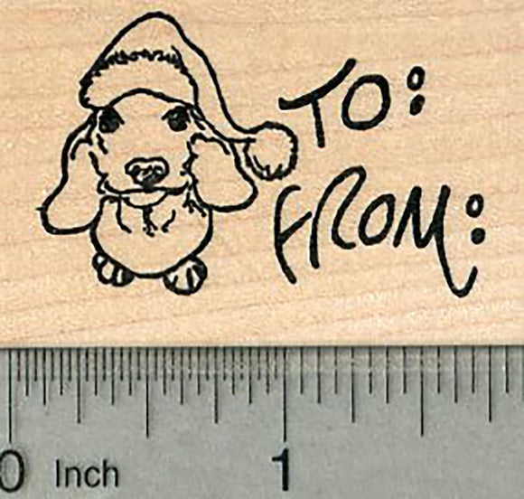 Christmas Dachshund Gift Tag Rubber Stamp