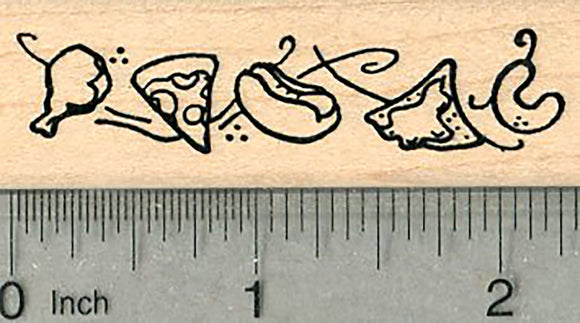 Fast Food Border Rubber Stamp, Pizza, Hot Dog, Nacho, Party Food Series