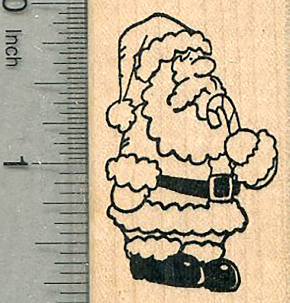 Christmas Santa Rubber Stamp, Claus with Candy Cane