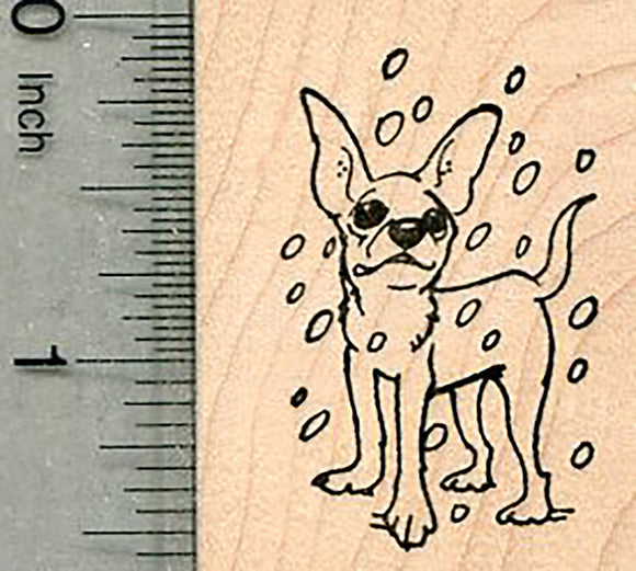 Chihuahua Rubber Stamp, Dog in Snow
