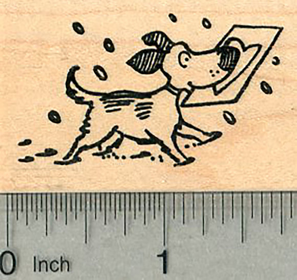 Valentines Day Dog Rubber Stamp, with Love Note