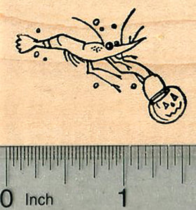 Halloween Ghost Shrimp Rubber Stamp, Trick or Treat