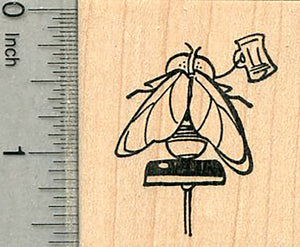 Bar Fly Rubber Stamp, at Tavern, on Stool, Ale House Series