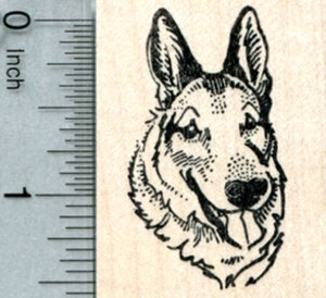 German Shepherd Rubber Stamp, Portrait