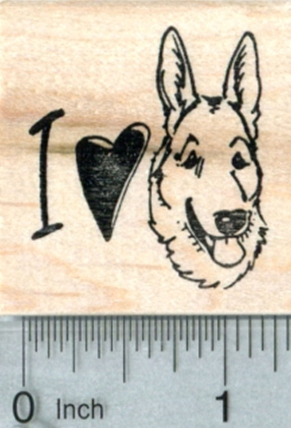 German Shepherd Rubber Stamp, I love my dog