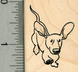Dachshund Rubber Stamp, Dog Running
