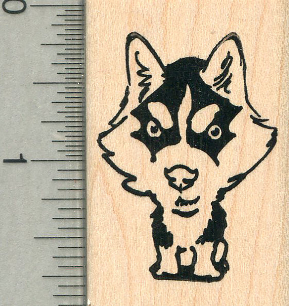 Husky Caricature Rubber Stamp, Dog