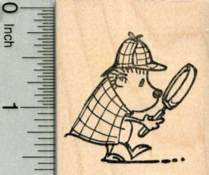 Hedgehog Detective Rubber Stamp, Searching for Clues