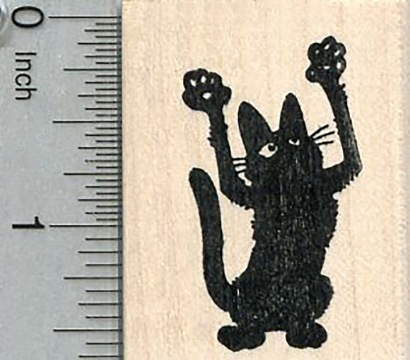 Black Cat Rubber Stamp, Claws Out