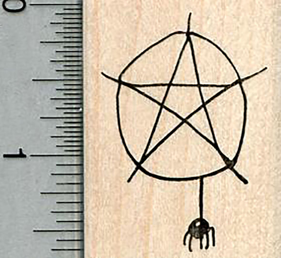 Pentagram Web Rubber Stamp, Halloween Spider Series