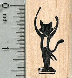 Cat Conductor Rubber Stamp, Silhouettte, Orchestra Music Series