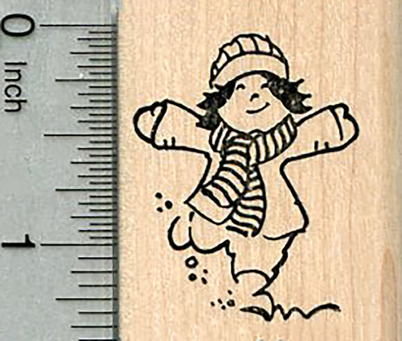 Snow Day Rubber Stamp, Child Playing Outside
