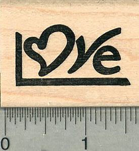 Love Rubber Stamp, with Heart
