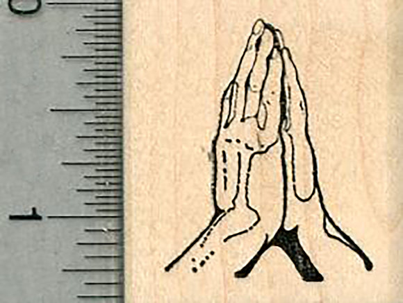 Small Prayer Rubber Stamp, Praying Hands, 1 1/4 inch Tall, Faith Series