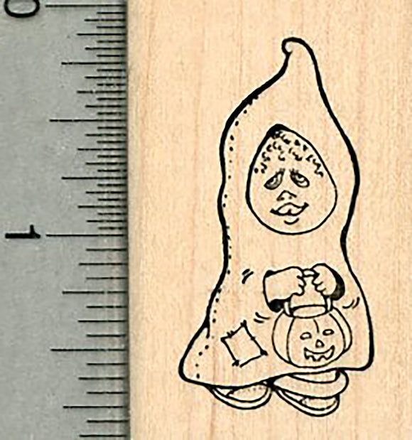 Halloween Rubber Stamp, Trick or Treater Ghost